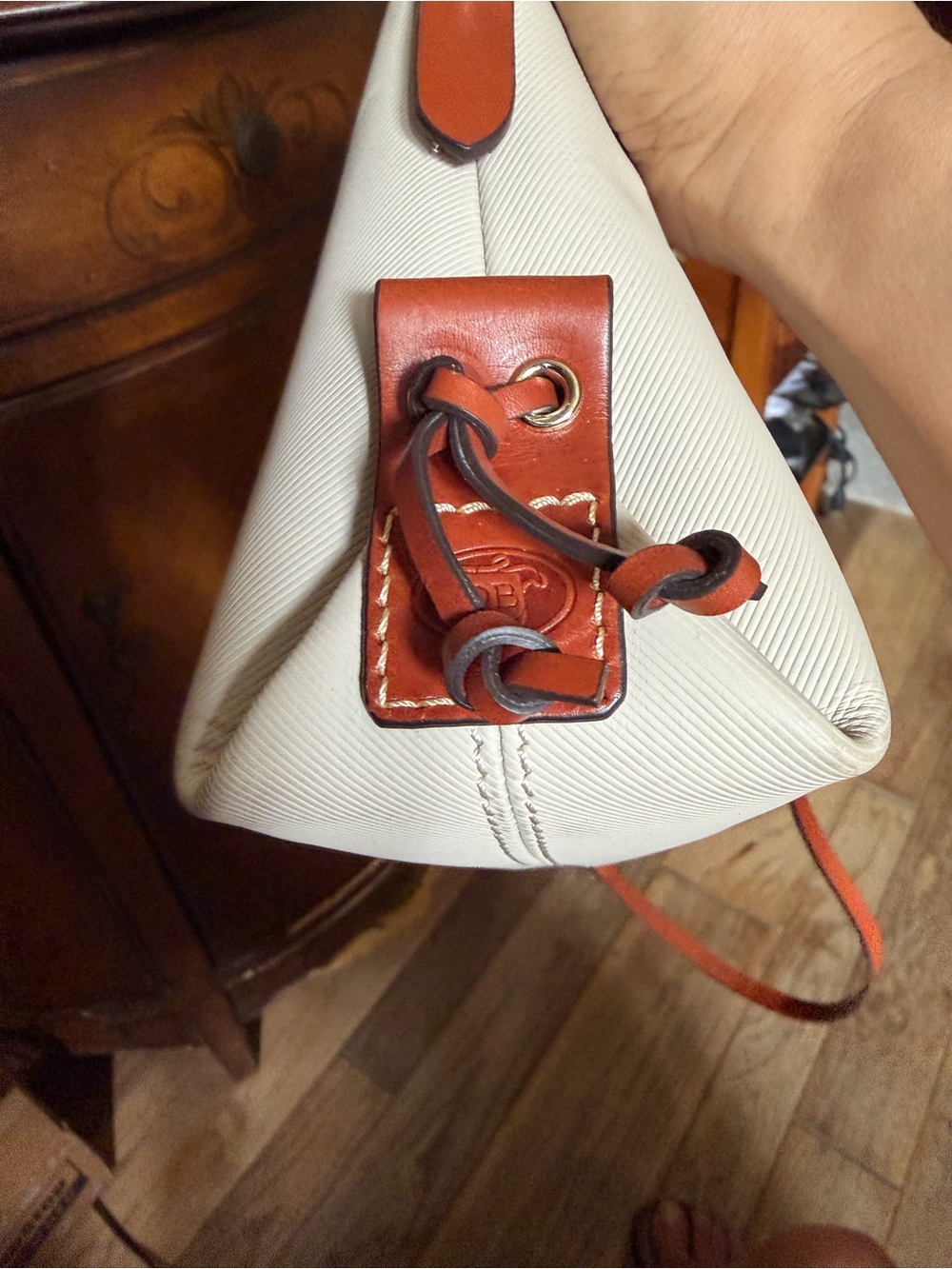 Dooney & Bourke Ivory Crossbody with Brown Leather Trim - Picture 5 of 11